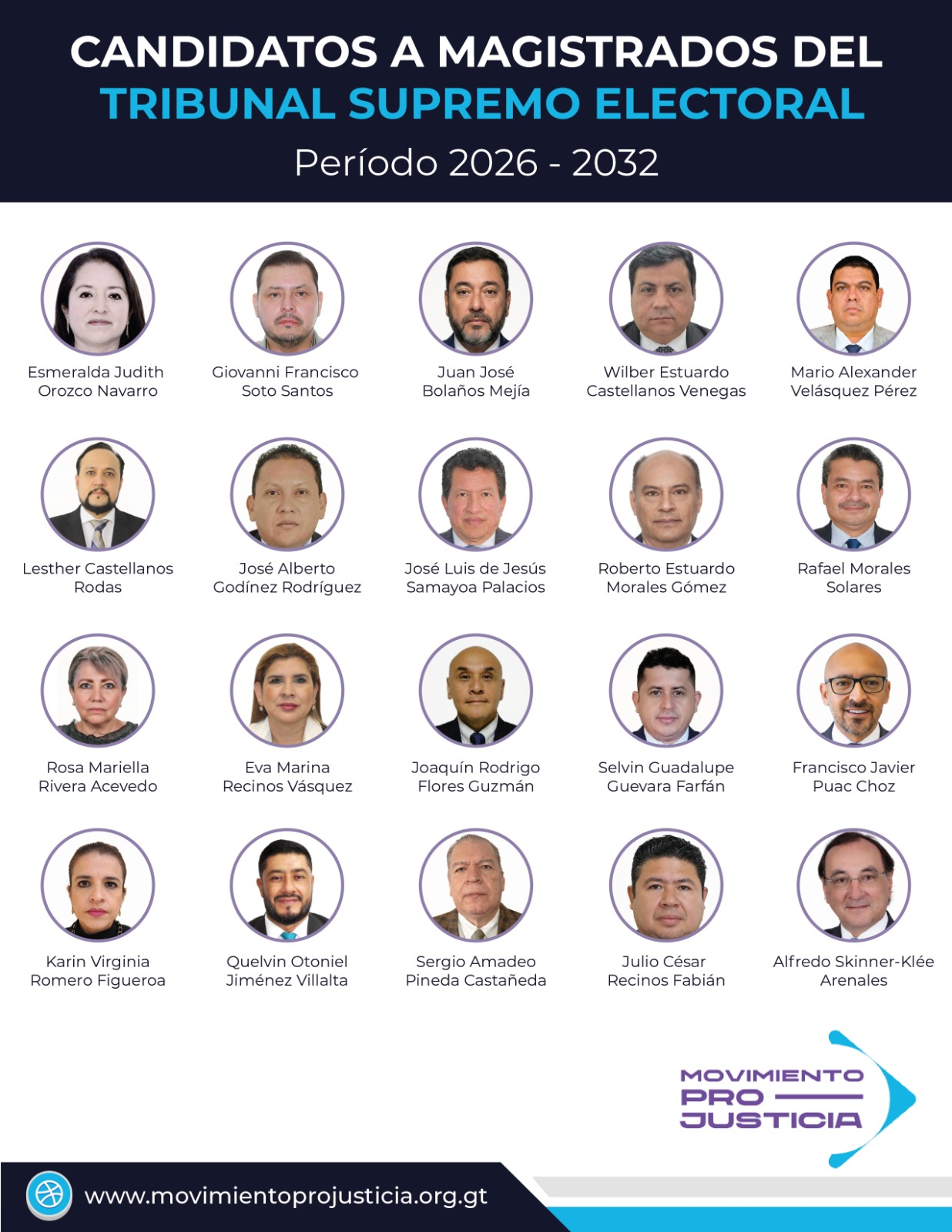 La nómina de 20 candidatos a magistrados del TSE 2026-2032